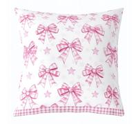 feelingyou Coquette Bowknot Kids Throw Pillow Cover,Star Geometric Plaid Checkered Double Sides Pillow Case,Princess Bow Tie Cute Home Decor,Chic Pink Bed Couch Sofa Cushion Cover,1 Pack 20"x20"