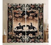 feelingyou Cowboy Cowgirl Window Drapes Southwest Style Boys Girls Living Room Curtains Retro Rustic Flowers Bedroom Curtains Home Decor Black Brown Green Window Treatments 2 Panels Set,46x72 Inch