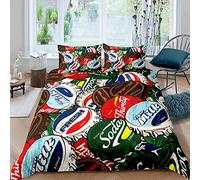 feelingyou Creative Beer Cap Print Duvet Cover Set Double for Teen Boys Man Bedroom Decorative, Modern Watercolor Fashion Comforter Cover, Soft Breathable Bedding Quilt Cover with 2 Pillowcases