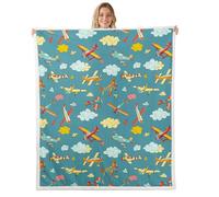 feelingyou Cute Airplane Flannel Blanket,Cartoon Plane Bed Blanket for Home Decor,Cloud Airplane Blankets for Kids Adults Sofa Couch,Baby 30"x40"