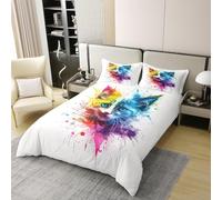 feelingyou Cute Cat 100% Nature Cotton Duvet Cover Double Size 3 Pcs,Injustice Pet Animals Bedding Set,Watercolor Printing Tie Dyeing Process Comforter Cover for Teens Boys(No Comforter)