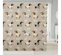 feelingyou Dachshund Kids Shower Curtains,Dog Bone Cute Animal Pet Bathroom Curtain,Star Polka Dot Playful Home Decor,Light Khaki Waterproof Curtains,12 Hooks Suits,72" W x 84" L