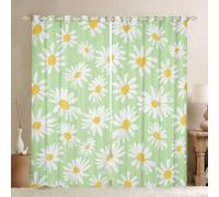 feelingyou Daisy Blackout Curtains,Green White Yellow Curtain,Daisy Flowers Window Drapes for Kids Teens Boys Young Man,Modern Bedroom Decorative,Spring Floral Curtain