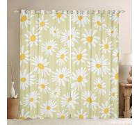 feelingyou Daisy Blackout Curtains,Yellow White Yellow Curtain,Daisy Flowers Window Drapes for Kids Teens Boys Young Man,Modern Bedroom Decorative,Spring Floral Curtain