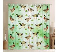 feelingyou Duck Kids Window Curtains,Summer Pond Animal Leaf Nature Window Drapes,Duck Hunting Rustic Farmhouse Boys Girls Room Decor,Camo Green 2 Panel Sets,46x72L