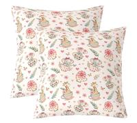 feelingyou Elephant Kids Throw Pillow Cover,Giraffe Flower Hearts Double Sides Pillow Case,Cartoon Cute Animal Home Decor,Pink Beige Bed Couch Sofa Cushion Cover,2 Pack 24"x24"