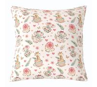 feelingyou Elephant Kids Throw Pillow Cover,Giraffe Flower Hearts Double Sides Pillow Case,Cartoon Cute Animal Home Decor,Pink Beige Bed Couch Sofa Cushion Cover,1 Pack 16"x16"