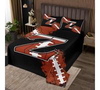 feelingyou Football Sports Games Competition Bedspread King Size,Chic Fashion Initial Z Coverlet Set for Teens Adult Xmas Gift,Boys Rugby Quilt Set with 2 Pillowcaes,Polyester Quilted