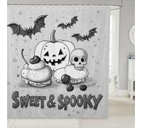 feelingyou Funny Ghost Pumpkin Shower Curtain,Happy Halloween Theme Bathroom Curtains for Kids Girls Boys,Dessert Cream Cake Shower Curtains 12 Hooks Suits for Bathtub,72" W x 78" L,Dark Grey