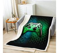feelingyou Gamer Throw Blanket Green Neon Fleece Blanket Cool Gamepad Bed Blanket for Couch or Bed Reversible Games Blanket Soft Warm Lightweight for Kids Adults Women Gift(40x50 Inches)