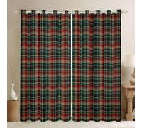 feelingyou Geometric Checkerboard Kids Window Curtains,Pixelated Square Plaid Grid Window Drapes,Abstract Checkered Patchwork Boys Girls Room Decor,Red Green 2 Panel Sets,46x72L