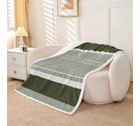 feelingyou Geometric Line Kids Throw Blanket,Y2K Retro Stripe Patchwork Bed Blanket,Modern Minimalist Abstract Girls Boys Sofa Decor,Dark Green Fuzzy Blanket,Queen Size (90 x 90 Inches)