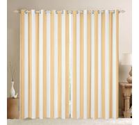 feelingyou Geometric Lines Blackout Curtains,Classic Stripe Patchwork Window Drapes,Moroccan Y2K Simple Modern Nursery Bedroom Playroom Decor,Orange 2 Panel Sets,66x90L