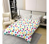 feelingyou Geometric Polka Dot Girls Bedding Set Single Size 100% Cotton, Abstract Circle Patchwork Duvet Cover Set，Modern Artwork Fashion Simple Quilt Cover,Colorful,1 Pillowcase(No Comforter)