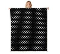 feelingyou Geometric Polka Dot Kids Throw Blanket,Aesthetic Abstract Circle Simple Bed Blanket,Coquette Modern Fashion Girls Boys Sofa Decor,Black White Fuzzy Blanket,Throw Size (50 x 60 Inches)
