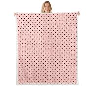 feelingyou Geometric Polka Dots Kids Throw Blanket,Coquette Circle Simple Patchwork Bed Blanket,Abstract Aesthetic Girls Boys Sofa Decor,Pink Black Fuzzy Blanket,40 x 50 Inches