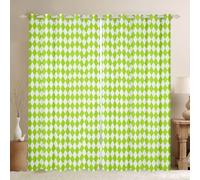 feelingyou Geometric Rhombus Kids Window Curtains,Buffalo Plaid Gingham Patchwork Window Drapes,Grid Square Checkered Nursery Bedroom Playroom Decor,Chic Green 2 Panel Sets,46x72L