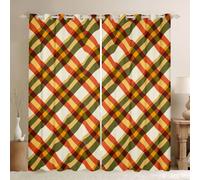 feelingyou Geometric Square Plaid Kids Window Curtains,Buffalo Check Gingham Patchwork Window Drapes,Stripe Grid Modern Abstract Boys Girls Room Decor,Red Green 2 Panel Sets,46x72L
