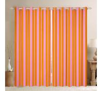 feelingyou Geometric Stripe Blackout Curtains,Y2K Retro Lines Classic Window Drapes,Modern Simple Art Abstract Nursery Bedroom Playroom Decor,Pink Orange 2 Panel Sets,66x90L