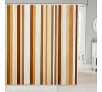 feelingyou Geometric Stripe Kids Shower Curtains,Abstract Line Artwork Patchwork Bathroom Curtain,Modern Fashion Minimalist Home Decor,White Brown Waterproof Curtains,12 Hooks Suits,72" W x 84" L