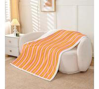 feelingyou Geometric Stripe Kids Throw Blanket,Y2K Retro Lines Classic Bed Blanket,Modern Simple Art Abstract Girls Boys Sofa Decor,Pink Orange Fuzzy Blanket,Throw Size (50 x 60 Inches)