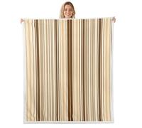 feelingyou Geometric Stripes Kids Throw Blanket,Abstract Line Artwork Patchwork Bed Blanket,Modern Simple Art Fashion Girls Boys Sofa Decor,Beige Brown Fuzzy Blanket,Throw Size (50 x 60 Inches)