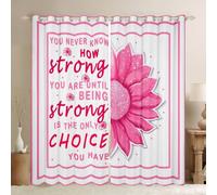 feelingyou Get Well Soon Window Drapes Cancer Care Sunflower Women Living Room Curtains Cancer Awareness Bedroom Curtains Home Decor White Dark Pink Window Treatments 2 Panels Set,46x72 Inch
