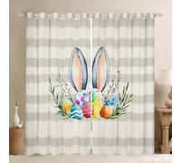 feelingyou Happy Easter Blackout Curtains,Easter Egg Spring Holiday Window Drapes,Flowers Cute Animal Nursery Bedroom Playroom Decor,Beige Gray 2 Panel Sets,66x90L