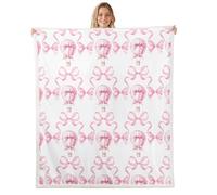 feelingyou Hot Air Balloon Throw Blanket,Princess Bowknot Ribbon Stripes Pink White Fleece Blanket for Bedroom Romantic Pink Bow-tie Fairy Tale Soft Blanket for All Seasons,Baby (30 x 40 Inches)