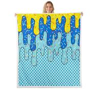 feelingyou Ice Cream Drips Kids Throw Blanket,Waffle Cake Biscuits Dessert Bed Blanket,Macaron Donut Foodie Summer Girls Boys Sofa Decor,Blue Fuzzy Blanket,Throw Size (50 x 60 Inches)