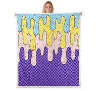feelingyou Ice Cream Drips Kids Throw Blanket,Waffle Cake Biscuits Dessert Foodie Bed Blanket,Macarons Donut Summer Girls Boys Sofa Decor,Purple Blue Fuzzy Blanket,Throw Size (50 x 60 Inches)