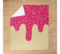 feelingyou Ice Cream Kids Flannel Blanket,Waffle Cake Biscuits Dessert Bed Blanket,Geometric Abstract Macarons Girls Boys Sofa Decor,Pink Beige Fuzzy Blanket,Throw Size (50 x 60 Inches)