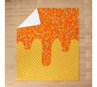 feelingyou Ice-Cream Kids Flannel Blanket,Waffle Cake Biscuits Dessert Bed Blanket,Geometric Abstract Macaron Food Girls Boys Sofa Decor,Orange Yellow Fuzzy Blanket,Twin Size (60 x 80 Inches)