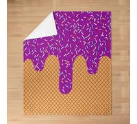 feelingyou Ice Cream Kids Flannel Blanket,Waffle Cake Biscuits Dessert Foodie Bed Blanket,Geometric Abstract Macaron Summer Girls Boys Sofa Decor,Purple Fuzzy Blanket,Throw Size (50 x 60 Inches)