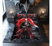 feelingyou Japanese Samurai Duvet Cover King Size,Kids Japan Ukiyoe Soft Bedding Set,Sunset Comforter Cover Bedding 3 Piece (No Comforter),Scenery Silhouette Quilt Cover,2 Pillowcases