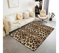 feelingyou Leopard Print Area Rug 150 x 200 cm, African Cheetah Wild Animal Non-Slip Protection Boys Adults, Retro Elegant Floor Mats, Yellow Black Rug for Bedroom, Playroom, Backyard