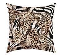 feelingyou Leopard Print Cushion Cover Cheetah Zebra Skin Pattern Throw Pillow Cover for Outdoors Chair Office Brown Black White Wild Animal Cushion Case for Bedroom Car Party Couch,16"X16"