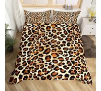 feelingyou Leopard Print Duvet Cover Set Single Size,African Cheetah Wildlife Bedding Set for Kids Teens Bedroom Decor,Retro Noble Comforter Cover,Brown Black Yellow 2 Pcs Bedding,No Filler