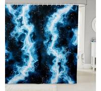 feelingyou Lightning Shower Curtain Sets Blue Gradient Fabric Shower Curtains for Bathroom Modern Cool Waterproof Fabric Natural Weather Bath Curtain with 12 Hooks,72" W x 84" L