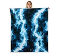 feelingyou Lightning Throw Blanket,Blue Gradient Blankets for Kids Women Girls Modern Cool Fuzzy Blankets Natural Weather Room Home Dorm Decor,90"×90"