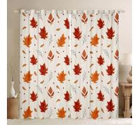 feelingyou Maple Leaf Kids Window Curtains,Fall Leaves Botanical Natural Window Drapes,Rustic Farmhouse Cottage Boys Girls Room Decor,Country Beige 2 Panel Sets,46x72L