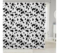 feelingyou Milk Cow Print Shower Curtain,Rustic Farmhouse Style Bathroom Curtains,Cow Fur Pattern Waterproof Bath Curtain,White Black Bathroom Curtains with 12 Hooks Suits for Bathtub,72" W x 72" L