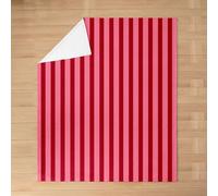 feelingyou Minimalist Stripe Kids Flannel Blanket,Geometric Line Art Patchwork Bed Blanket,Moroccan Y2K Retro Boho Girls Boys Sofa Decor,Red Pink Fuzzy Blanket,Queen Size (90 x 90 Inches)