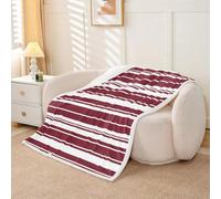 feelingyou Moroccan Geometric Stripe Kids Throw Blanket,Simple Lines Abstract Patchwork Bed Blanket,Modern Minimalist Girls Boys Sofa Decor,Dark Red Fuzzy Blanket,Queen Size (90 x 90 Inches)