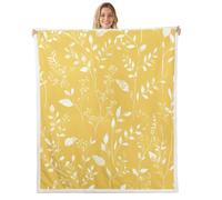 feelingyou Natural Leaf Kids Throw Blanket,Rustic Leaves Plant Botanical Bed Blanket,Farmhouse Nature Boho Girls Boys Sofa Decor,Yellow Fuzzy Blanket,Baby Size (30 x 39 Inches)