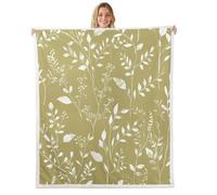 feelingyou Natural Leaves Kids Throw Blanket,Leaf Floral Rustic Farmhouse Bed Blanket,Plant Botanical Vintage Girls Boys Sofa Decor,Light Brown Fuzzy Blanket,Twin Size (60 x 80 Inches)