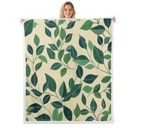 feelingyou Nature Leaves Kids Throw Blanket,Natural Leaf Plant Botanical Country Bed Blanket,Rustic Farmhouse Garden Vintage Girls Boys Sofa Decor,Cream Green Fuzzy Blanket,Baby Size (30 x 39 Inches)