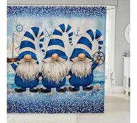 feelingyou Nautical Shower Curtains Home Decor,Cute Gnome Sailor Anchor Bath Curtain Waterproof Fabric,72Wx72L inch,Glitter Sequin Printed Bathroom Shower Curtain Set for Kids Adult