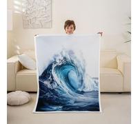 feelingyou Ocean Kids Throw Blanket,Mysterious Sea Coastal Wave Bed Blanket,Summer Underwater World Girls Boys Sofa Decor,Dark Blue Fuzzy Blanket,Queen Size (90 x 90 Inches)