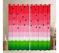 feelingyou Ombre Watermelon Bedroom Curtain Summer Theme Fruits Kids Living Room Curtains Funny Abstract Watermelon Bedroom Curtains Home Decor Red Green Window Treatments 2 Panels Set,66x90 Inch